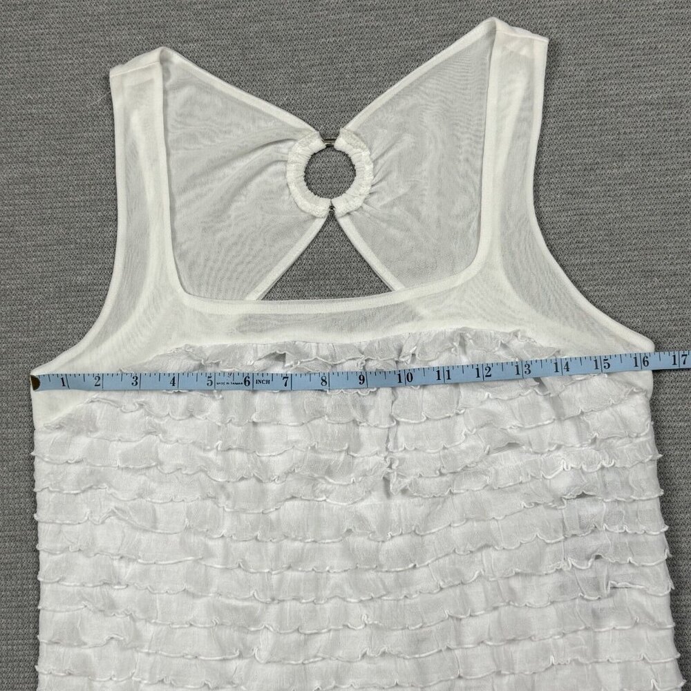 Volume One Sleeveless Mini Dress Womens XL White Ruffled Square Neck Keyhole NWT - Picture 11 of 14